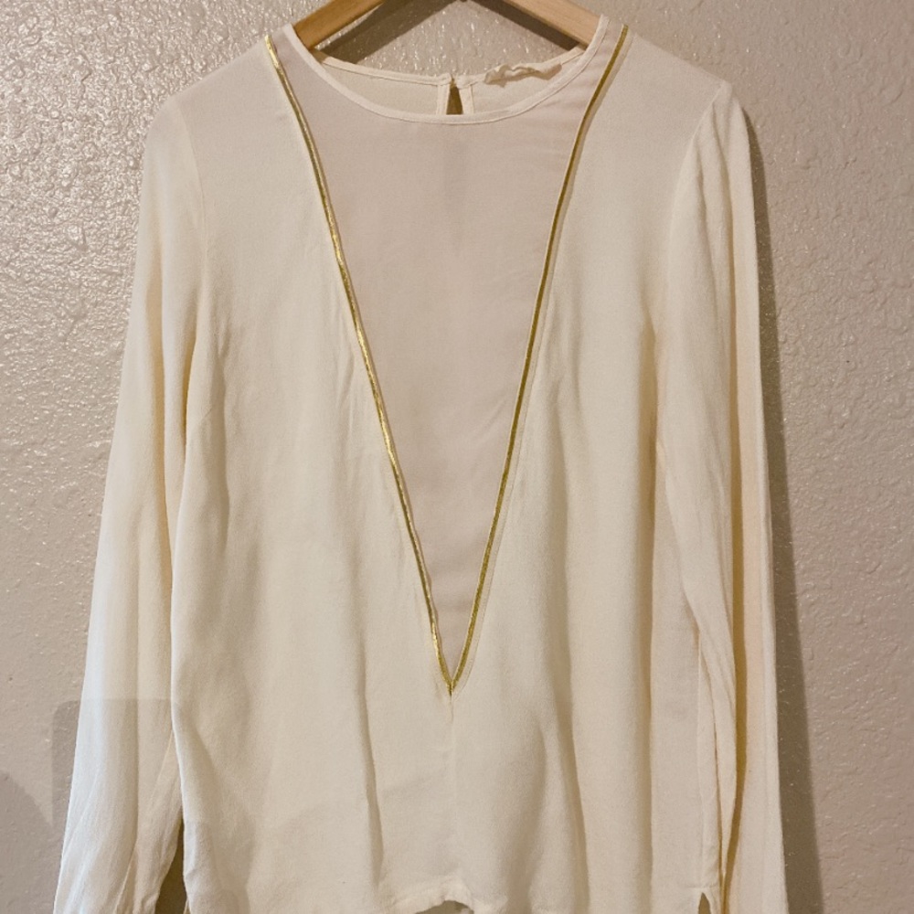 Small women’s blouse cream with gold detail- Never worn